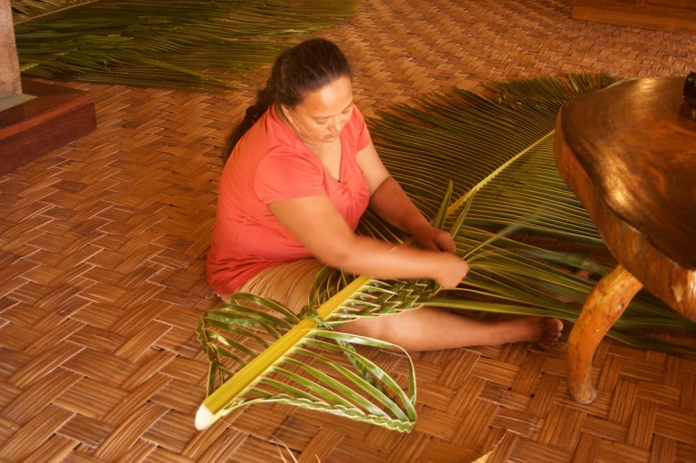 Weaving palms: A lot of weaving is still done in the islands